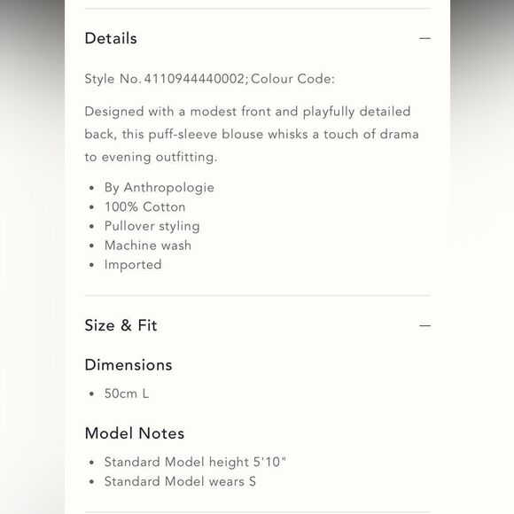 Anthropologie Cropped Bubble-Sleeve Blouse Small - Picture 5 of 16